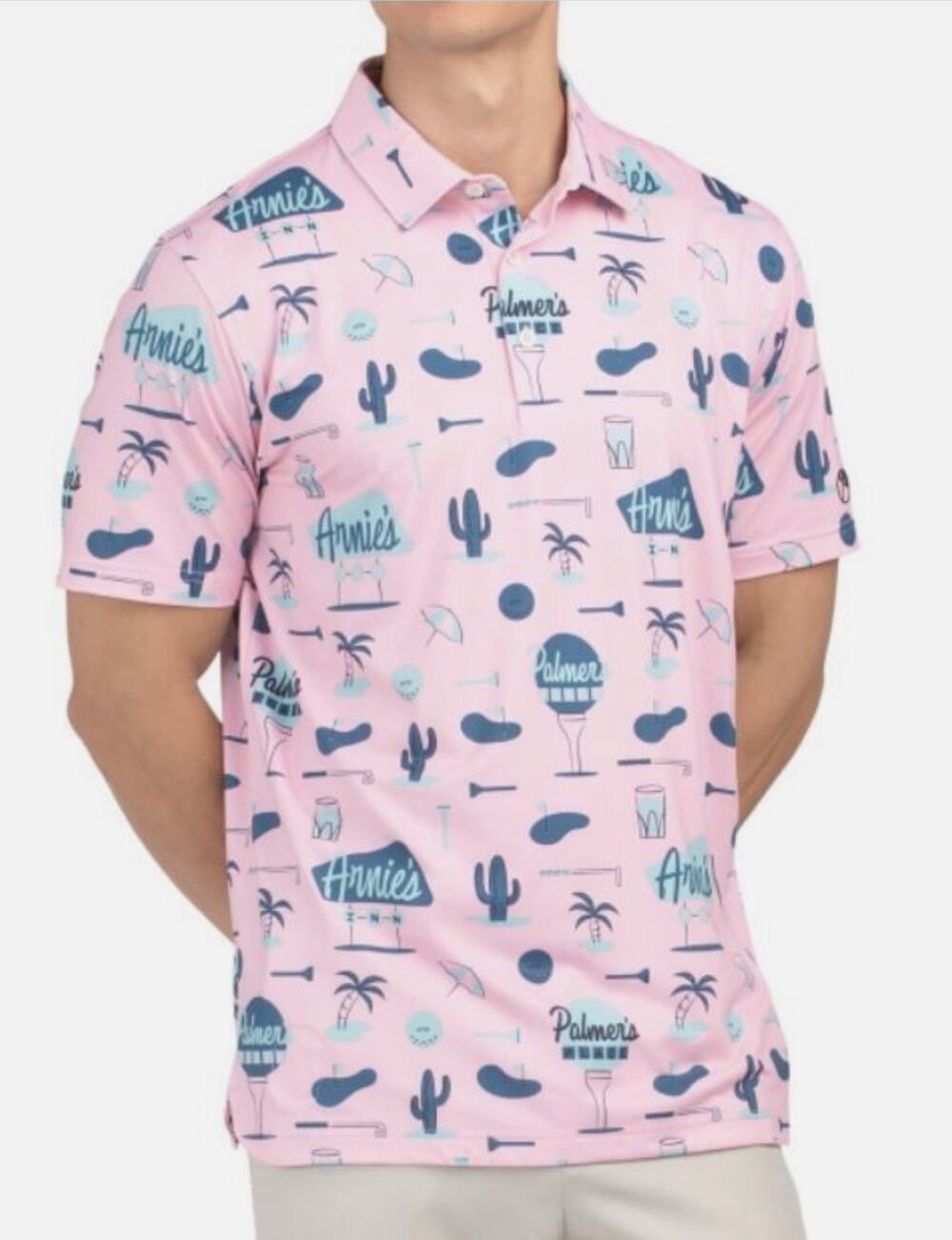 Puma x Arnold Palmer Palmer's Place Cloudspun Polo Men's XXL Pink Golf Cactus